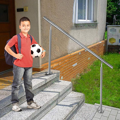 Aufun Edelstahl Handlauf 150cm Treppengeländer Innen und Aussen mit 2 Pfosten für Treppen, Brüstung,