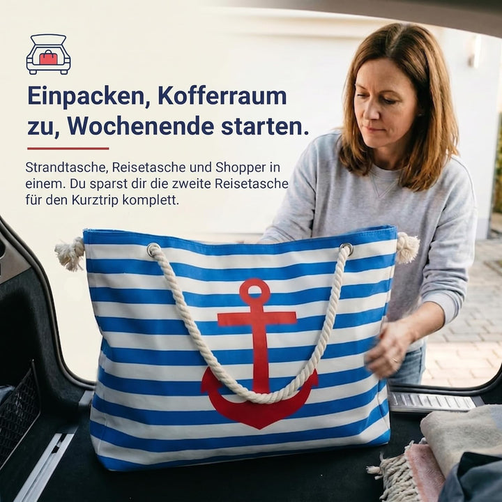 Sonia Originelli XXL Weekender mit Anker, grosse maritime Strandtasche und Reisetasche für Familie,