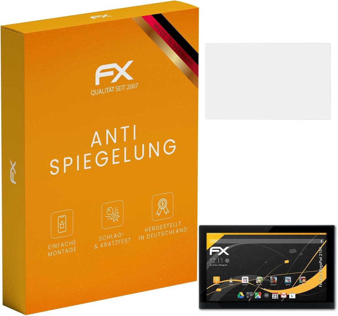 atFoliX Panzerfolie kompatibel mit Xoro MegaPad 2154 Schutzfolie, entspiegelnde und stossdämpfende F