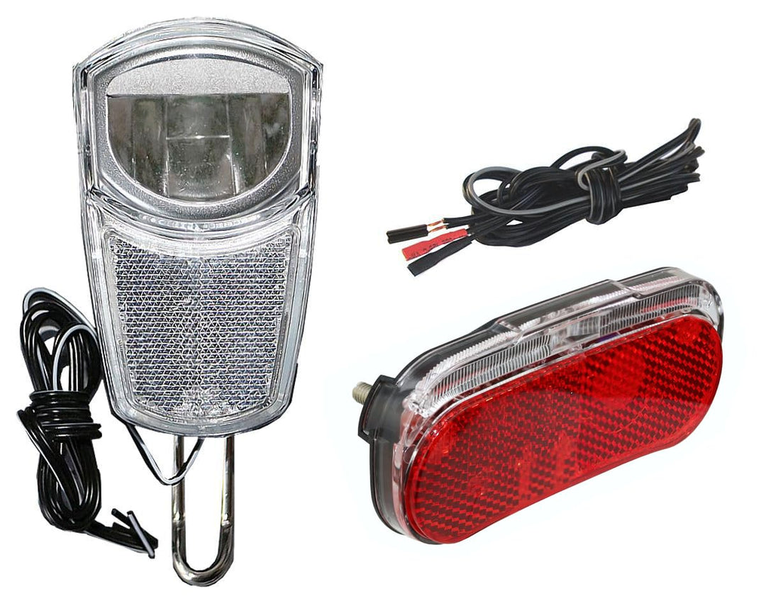 BDCP Fahrrad Nabendynamo Beleuchtungsset 4,UN-4268 LED-Scheinwerfer, Rücklicht und Kabel