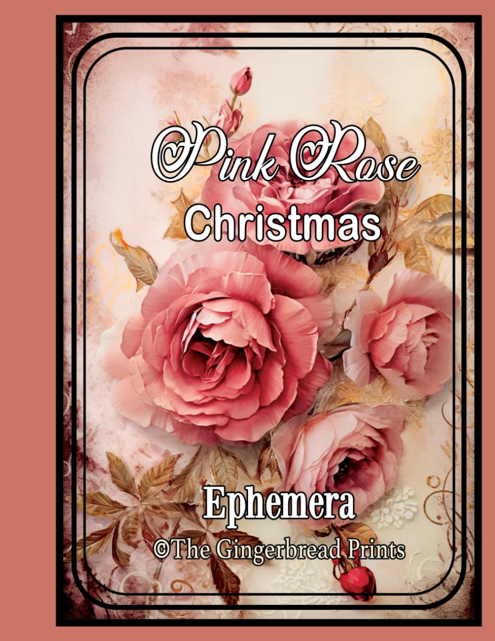 Pink Rose Christmas Ephemera Book - Cut out and Collage Images, Victorian Style Journal Elements, Sc