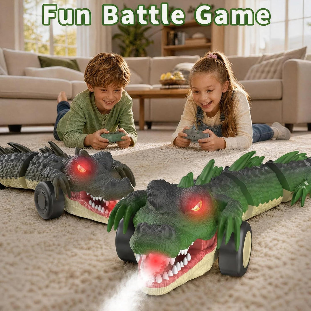 2,4G RC Krokodil Auto Spielzeug für Kinder, Ferngesteuertes Alligator Spielzeug mit Rollen Drehungen