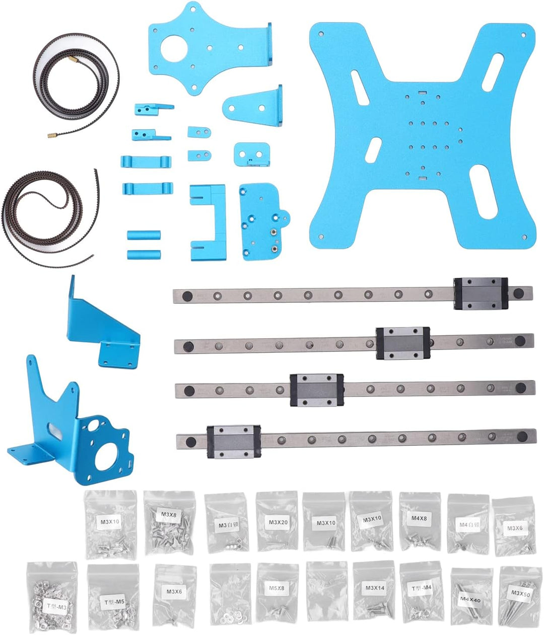 Fockety Modulares Y-Wagenplatten-Upgrade-Kit, 3D-Drucker-Upgrade-Kit mit Aluminiumplatte, Riemen, Sc