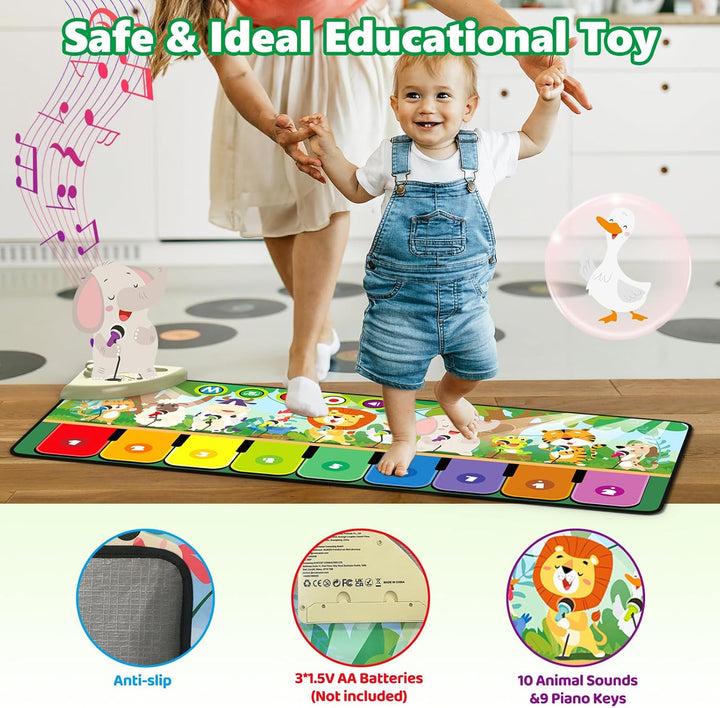 Rodzon 63301 Baby Spielzeug ab 1 Jahr, Musikmatte Kinder 19 Liedern 10 Tieren, Kinderspielzeug ab 1