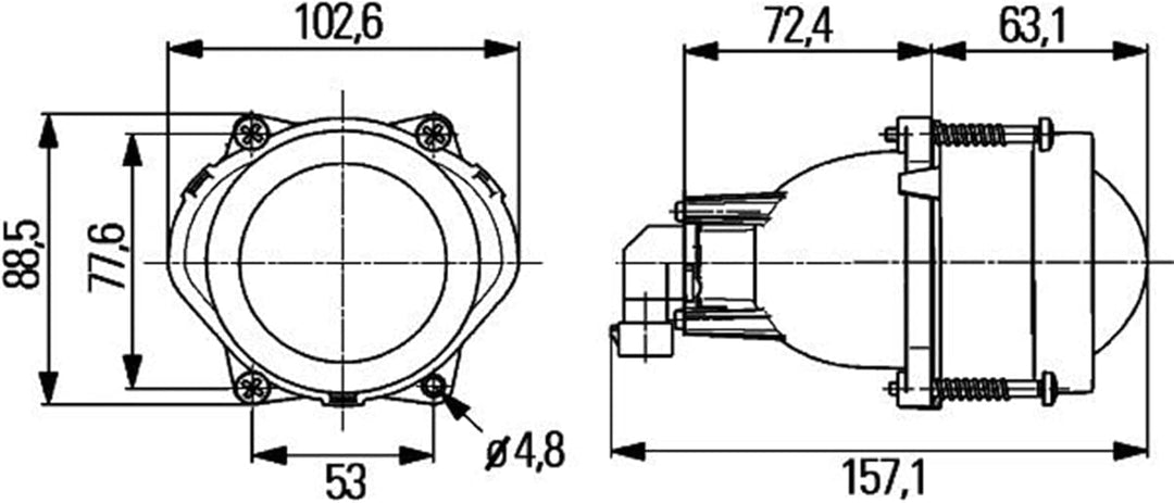 HELLA - DE/Halogen-Hauptscheinwerfer - Modul 60 - 12/24V - rund - Einbau - rechts/links - 1ML 998 57