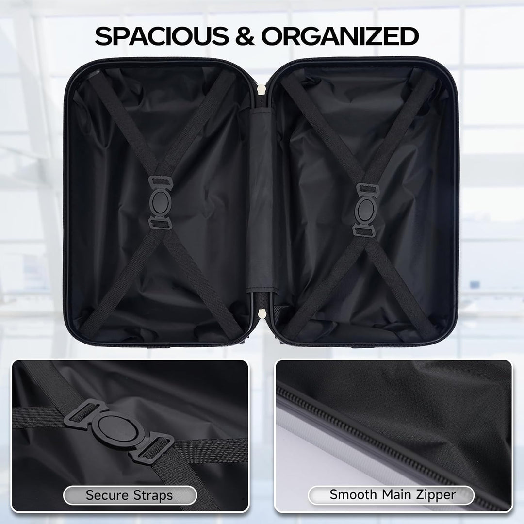 Boleedy Handgepäck Koffer, 40X25X20cm, Leichter Trolley Reisekoffer, Hartschalen Koffer, Luggage Set