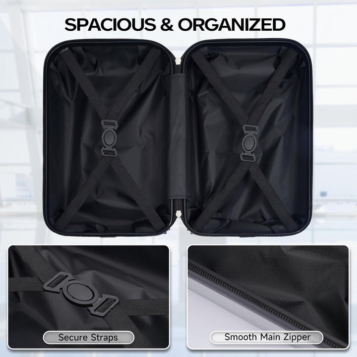 Boleedy Handgepäck Koffer, 40X25X20cm, Leichter Trolley Reisekoffer, Hartschalen Koffer, Luggage Set
