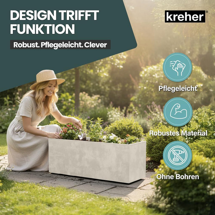 Kreher XL Pflanzkasten Millennium in verschiedenen Formaten und Farben. Tolle Naturstein Optik in Br
