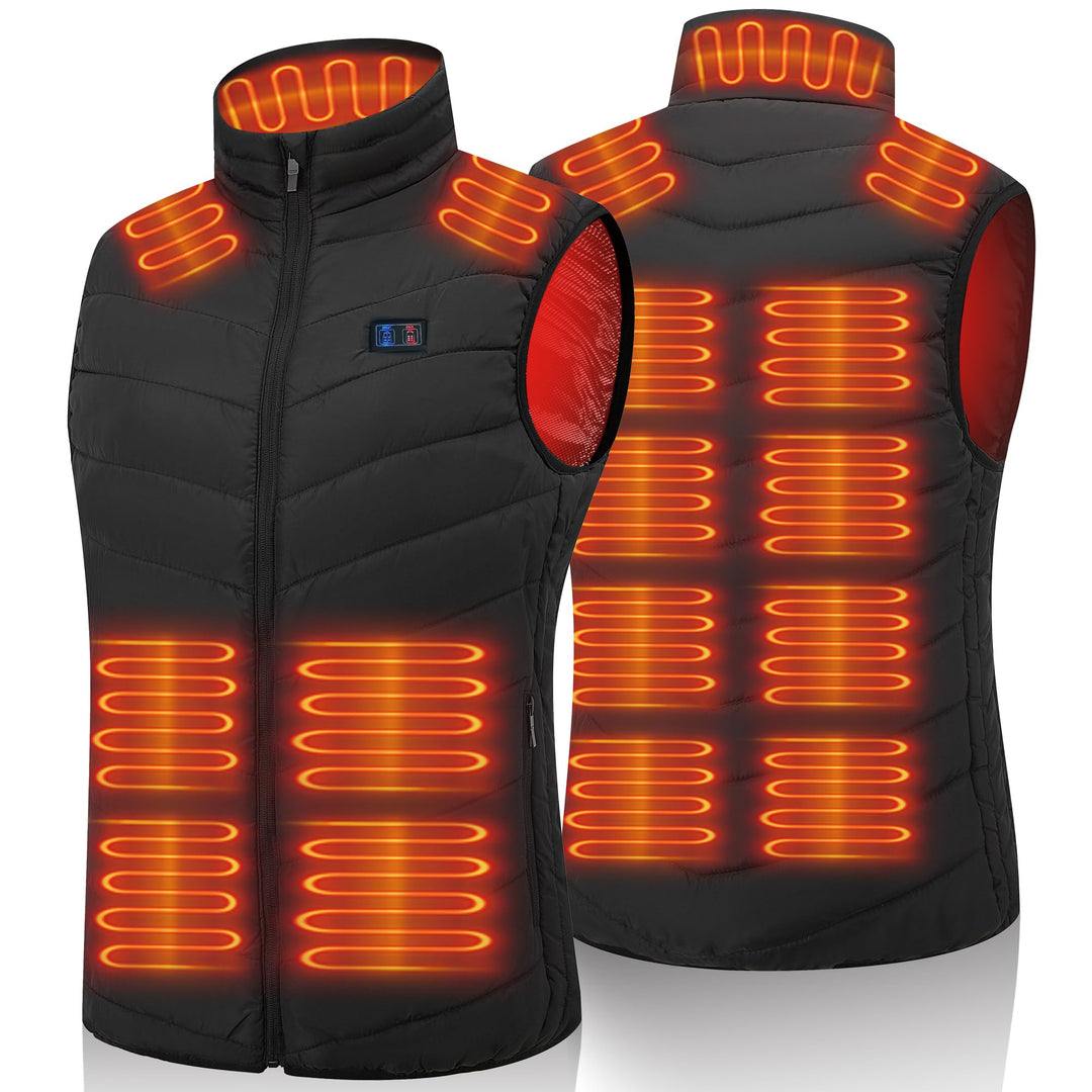 vapesoon Beheizbare Weste für Damen und Herren, Beheiztes Gilet mit 15 Heizpads, beheizter Körperwär