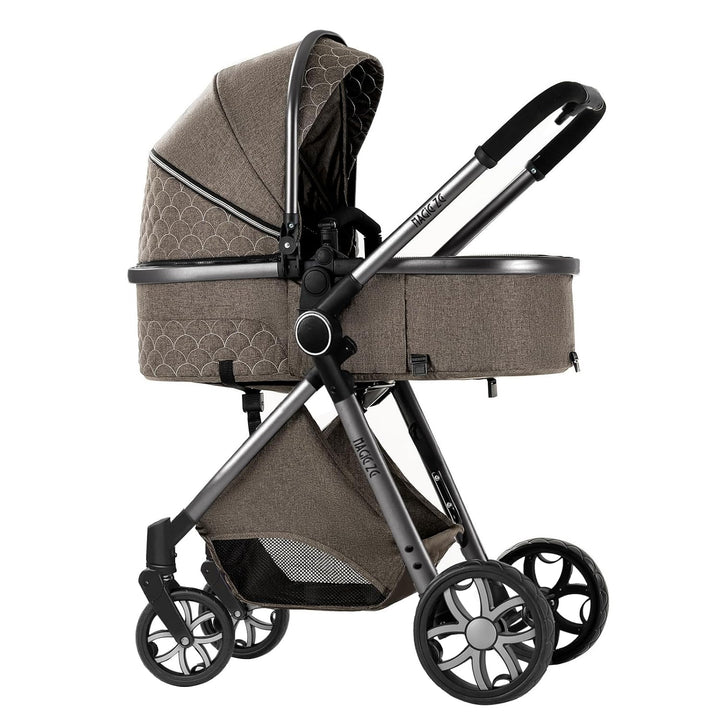 Prokoke Kinderwagen 3 in 1, Buggy mit Umkehrbarem Zwei-Wege-Schub, Kinderwagen Rahmen Aluminiumlegie
