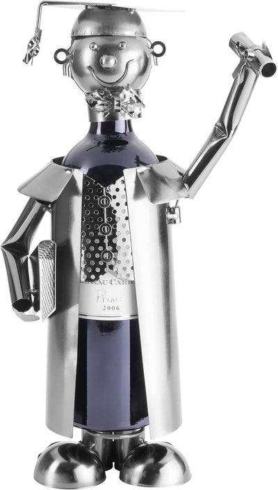 Brubaker Weinflaschenhalter Abschluss Prüfung Deko-Objekt Metall Flaschenständer mit Grusskarte für
