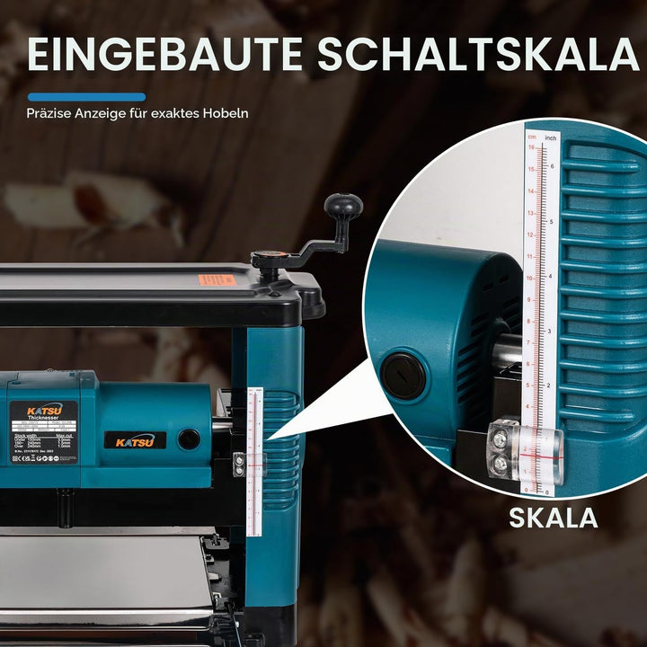 KATSU Tools Dickenhobelmaschine 330mm 1850W Dickenhobel Elektrischer Hobel Holzbearbeitung Multifunk