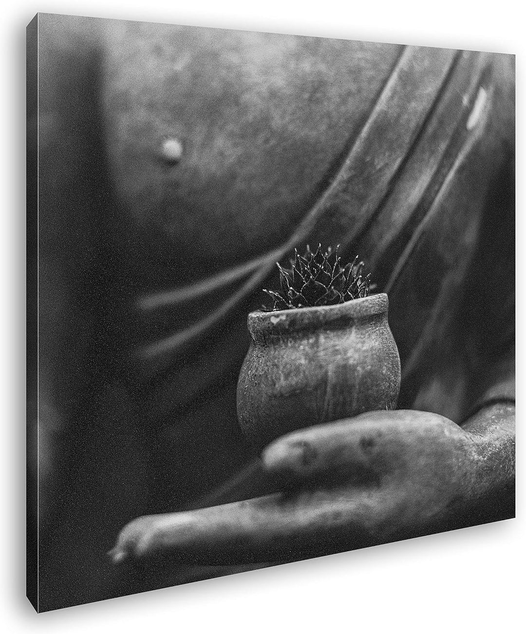 deyoli Meditierende Buddha Statue Format: 70x70 Effekt: Schwarz&Weiss als Leinwandbild, Motiv auf Ec