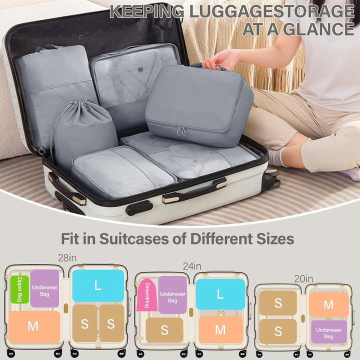 Koffer Organizer Set 17-teilig, Wasserdicht Packing Cubes, Travel Organizer zum Gepäckpacken, mit Pa