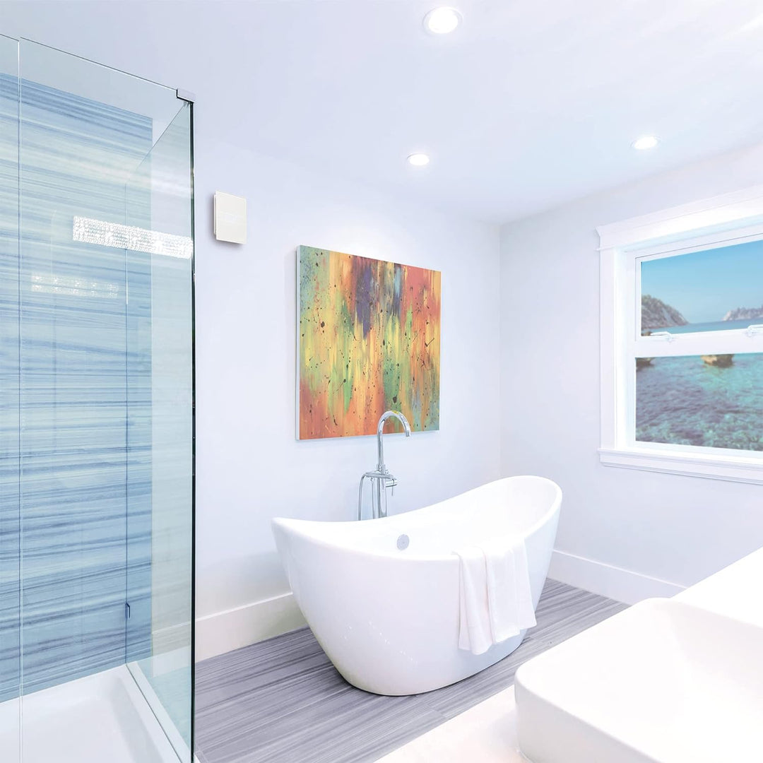 E-100 GTH - Abluftventilator Bad - Serie E Glass Hygro - Glasfront - Zeitschaltuhr Luftfeuchtigkeits