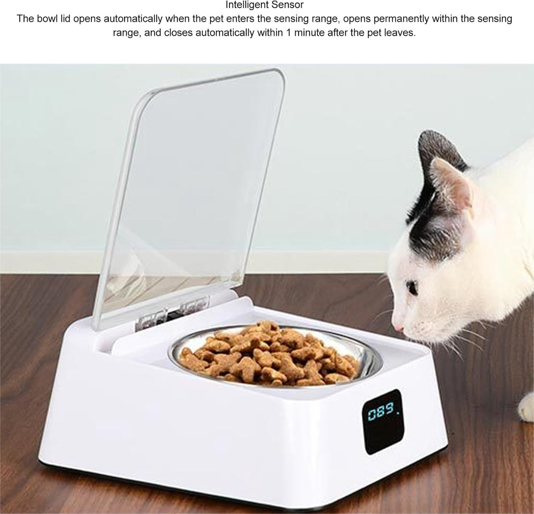 ciciglow Katzenfutterautomat mit Automatisch Öffnendem Deckel, Infrarotsensor, 2000 MAh, Abnehmbarer