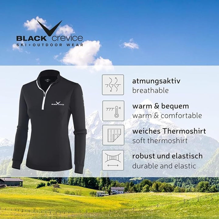 Black Crevice Women's Skirolli Zip functional shirt. 40 Weiss/Schwarz/Schwarz, 40 Weiss/Schwarz/Schw