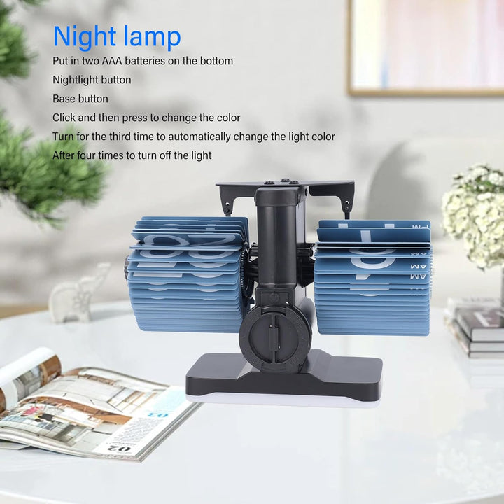 Flip Deskuhr, Retro Digital Flip Down -Uhr mit Verstellbarem Licht für Schlafzimmer -Hausbürodekorat