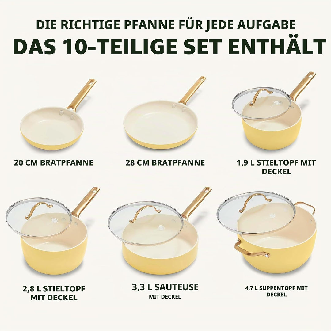 GreenPan Reserve Harteloxiertes Gesundes Keramische Antihaft-Kochgeschirr Set,10 Teile,Inklusive Bra