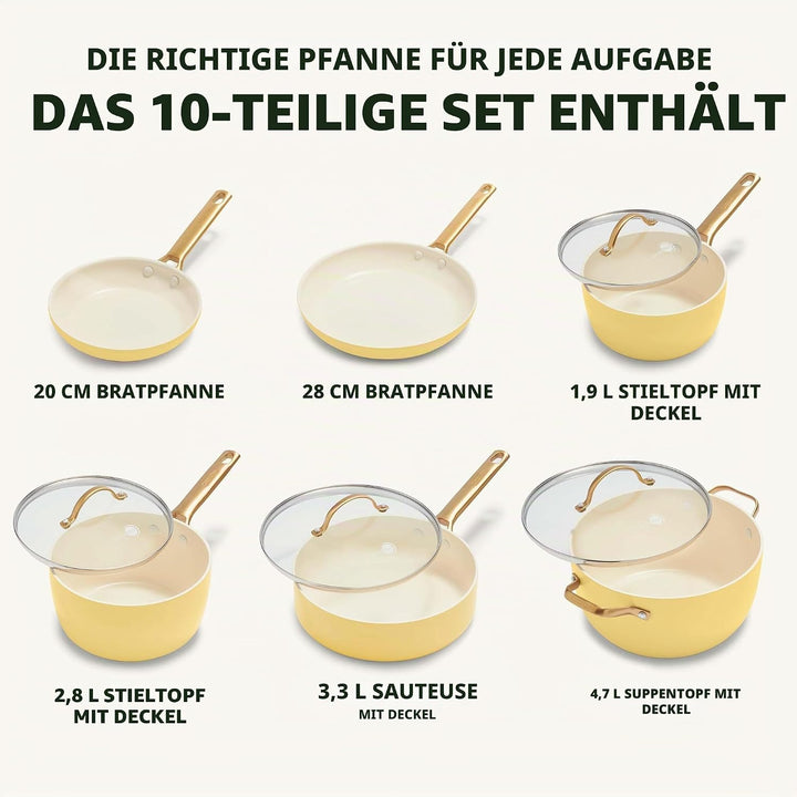 GreenPan Reserve Harteloxiertes Gesundes Keramische Antihaft-Kochgeschirr Set,10 Teile,Inklusive Bra