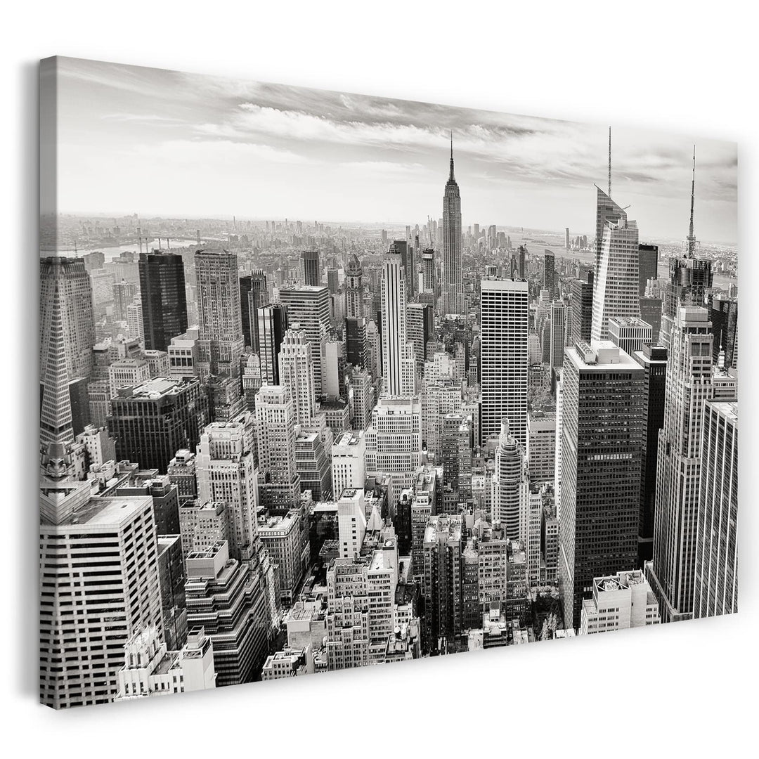 Printed Paintings Leinwand (80x60cm): Stadtebilder Skyline New York schwarz-weiss Kunst Art grau F 8