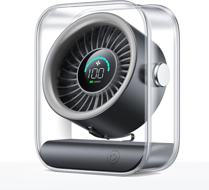 KIMMOO USB-Tischventilator Wiederaufladbar, Leiser Tischventilator mit Turbo-Luftstrom, 100 Geschwin