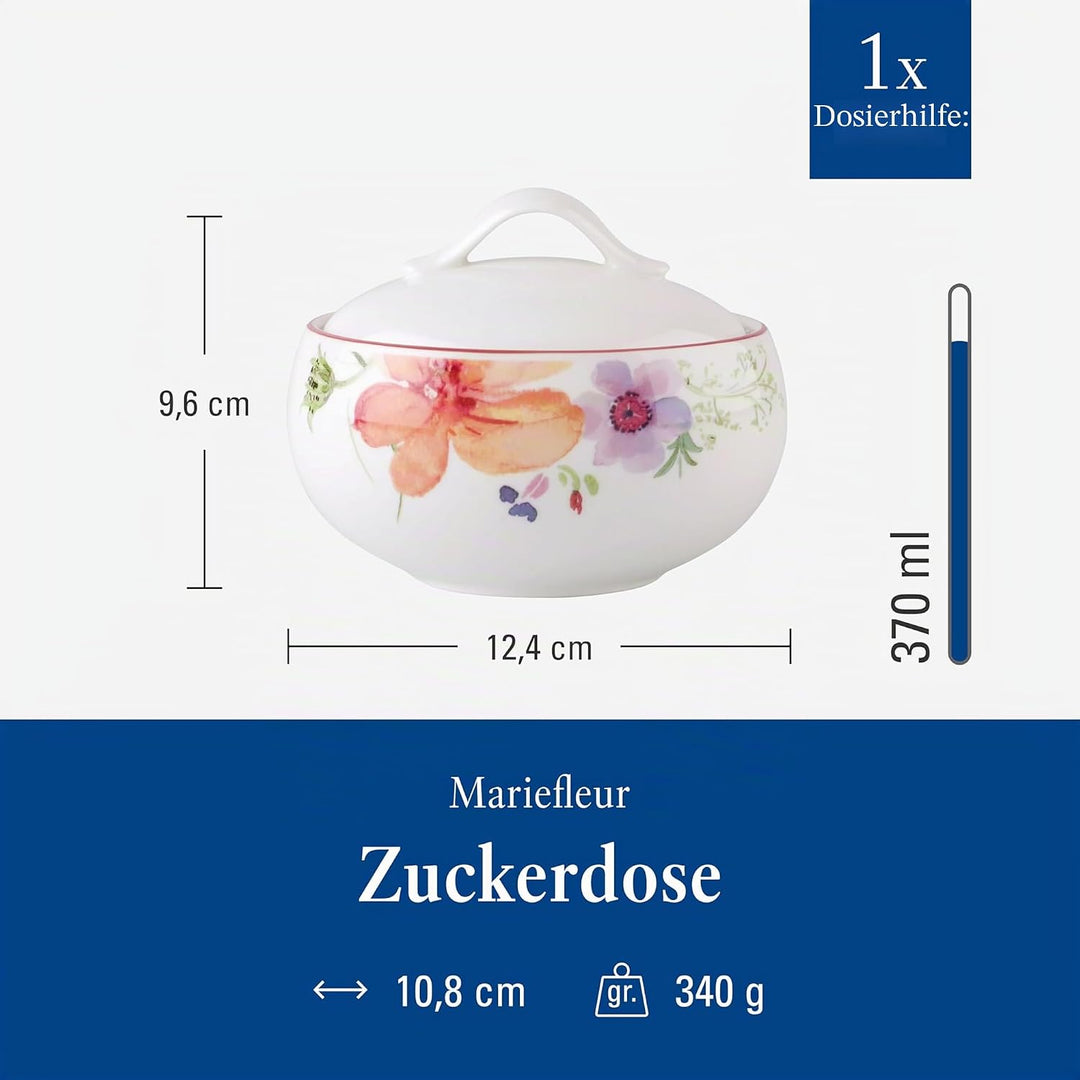 Villeroy und Boch Mariefleur Basic Zuckerdose, Premium Porzellan Zuckerdose Basic, Zuckerdose Basic