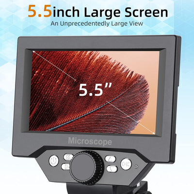 LCD Digital USB Mikroskop, Koolertron 5,5 Zoll 1080P 8 Megapixel 1000X HD Vergrösserung Zoom Drahtlo