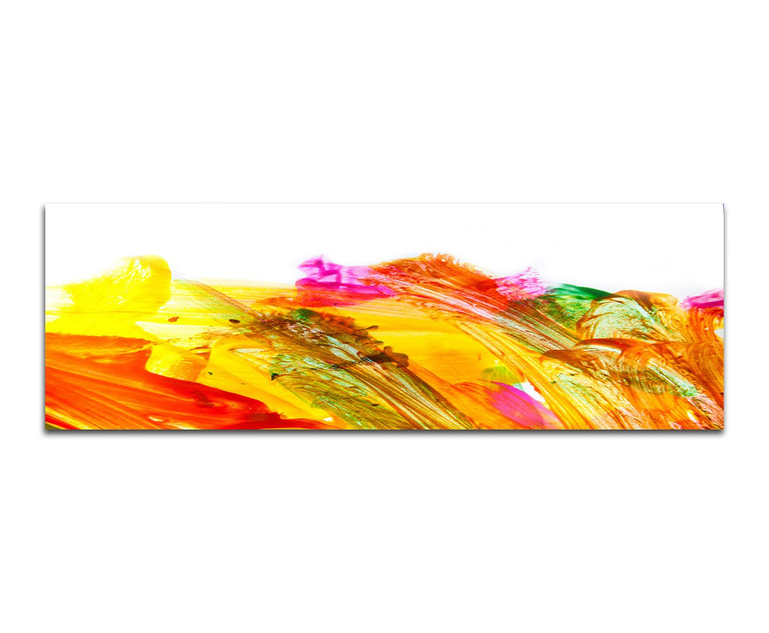 Paul Sinus Art Panoramabild auf Leinwand und Keilrahmen 150x50cm Malerei abstrakt rot orange gelb