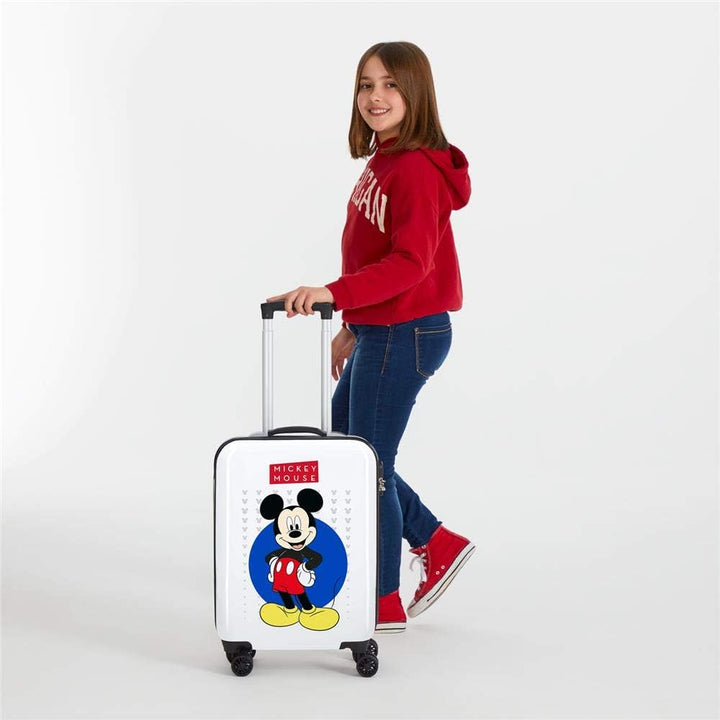 Disney Mickey Enjoy the Day Kabinenkoffer Weiss 40x55x20 cms Hartschalen ABS Kombinationsschloss 34L