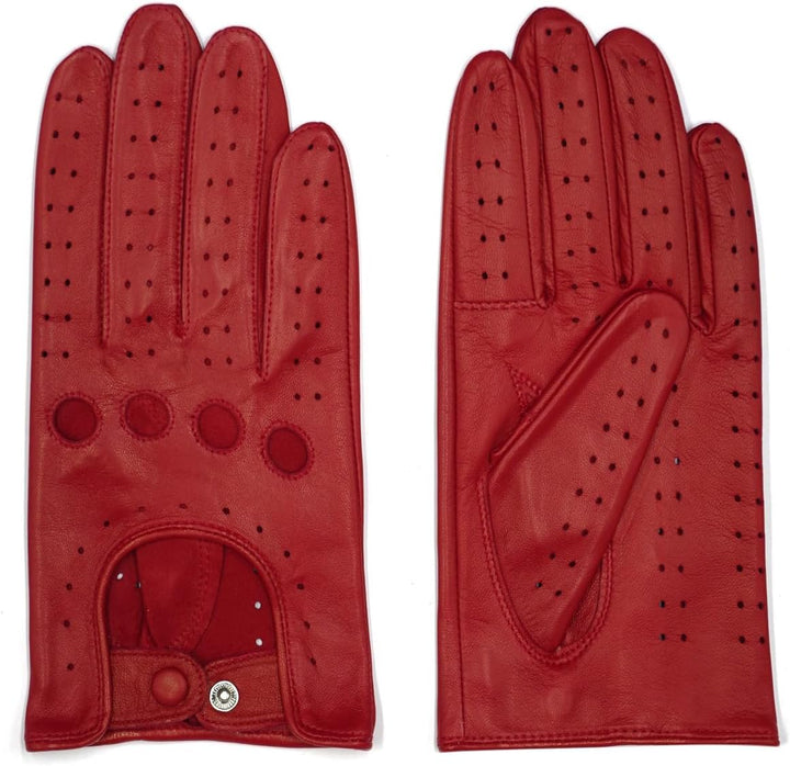 Harssidanzar Damen Sommer Leder Fahrhandschuhe Lammfell Fahrhandschuhe GL009EUA Rot(touchscreen) S,