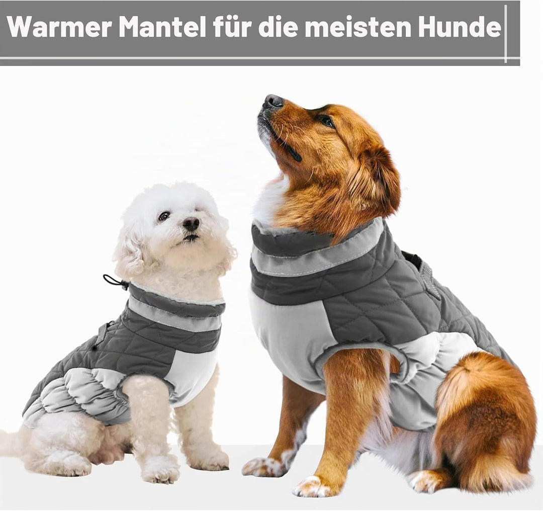 Hundemantel Winter,Hundemantel Grosse Hunde,Hundejacke mit Geschirr, Wasserdicht Wintermantel Hund m