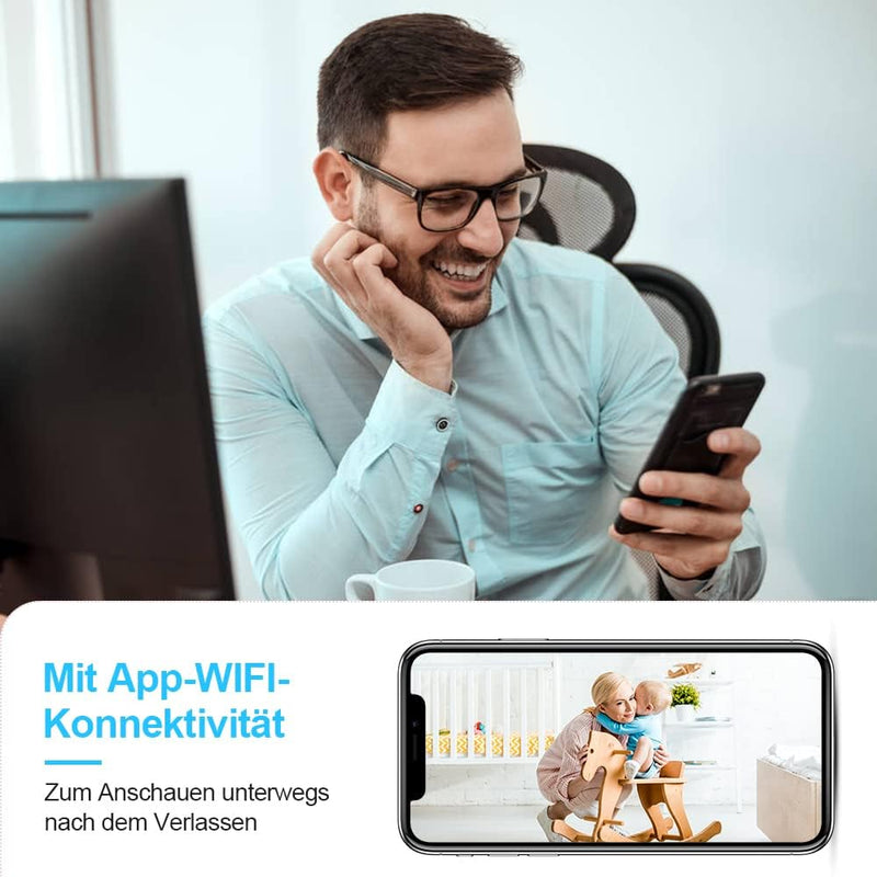 AOBOCAM Mini Kamera, 4K HD WLAN Überwachungskamera Innen Live Übertragung Handy APP Für WiFi Camera