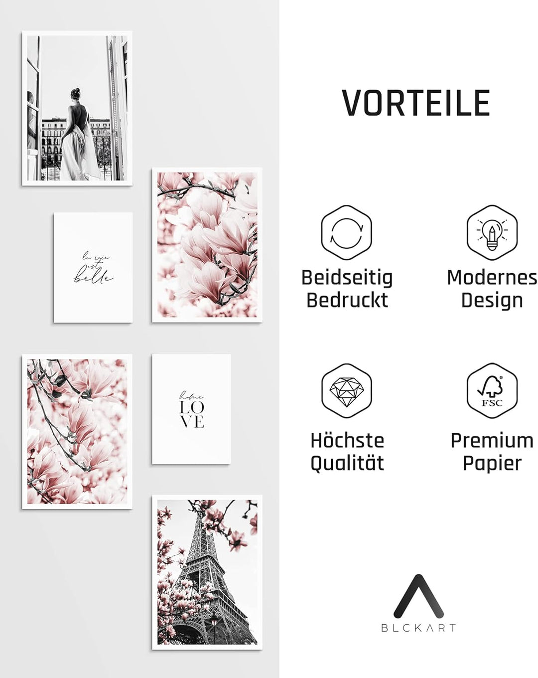 BLCKART Infinity Poster-Set Premium Rose - beidseitig bedruckte Wandbilder - Premium Poster - Bilder