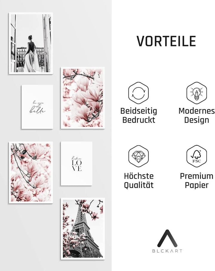 BLCKART Infinity Poster-Set Premium Rose - beidseitig bedruckte Wandbilder - Premium Poster - Bilder