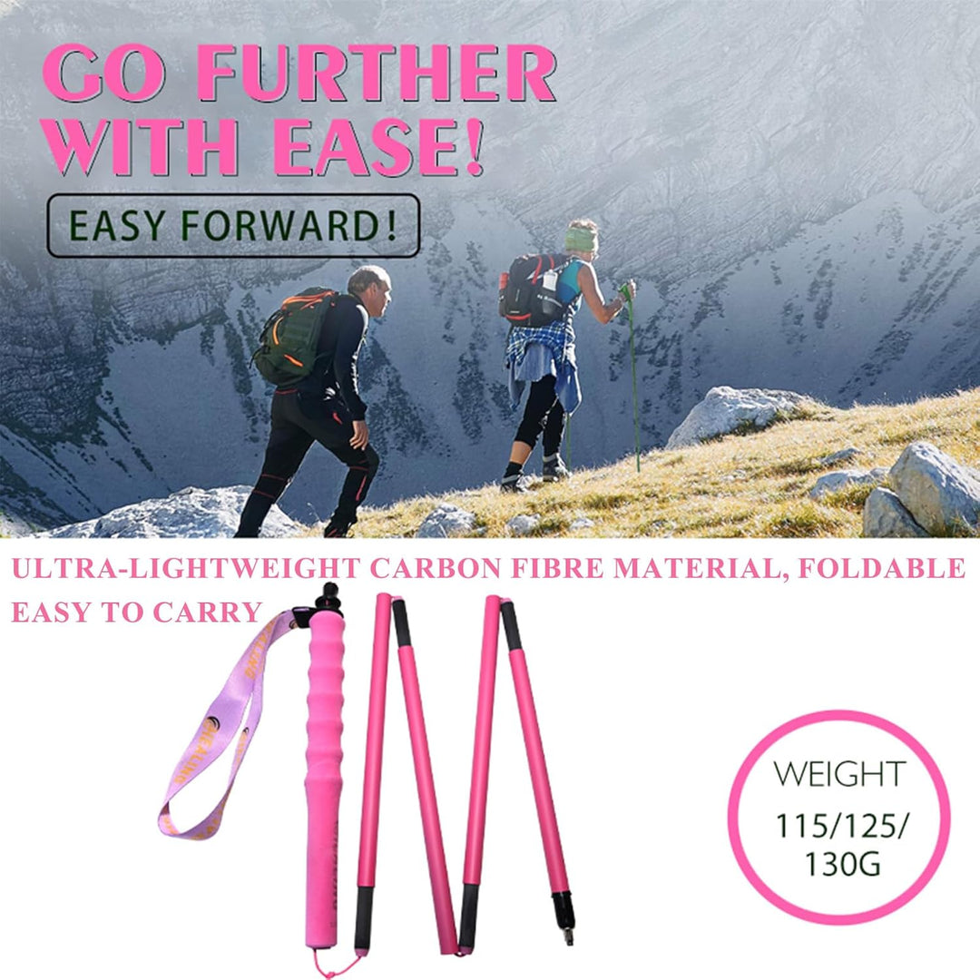 OKHEALING Hochfeste Kohlefaser-Trekkingstöcke 1 Paar, faltbar in 5 Teile, leicht und stark, Gelenksc