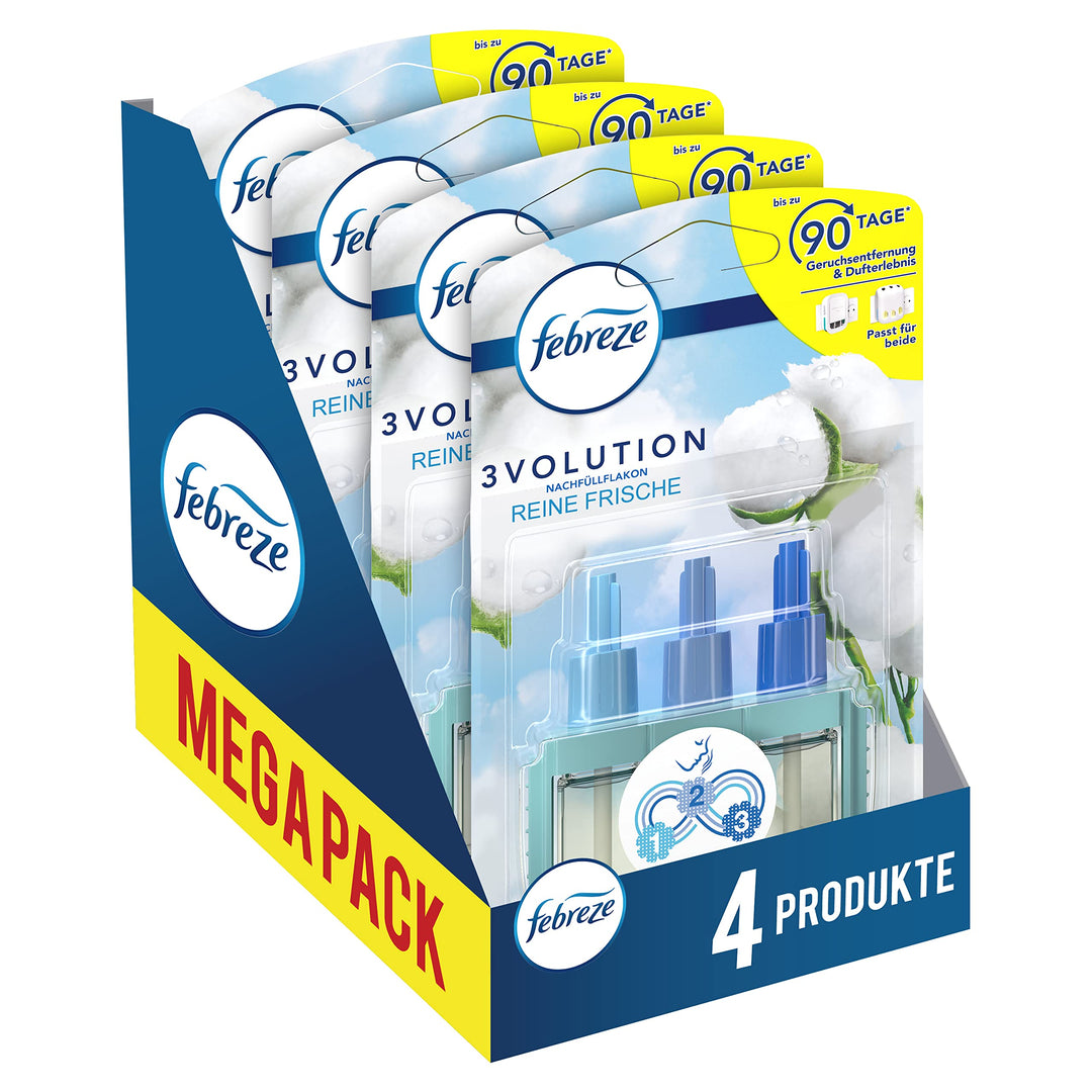 Febreze 3Volution Duftstecker Nachfüllflakon 80 ml Reine Frische, 3 Abwechselnde Düfte Bekämpfen Ger
