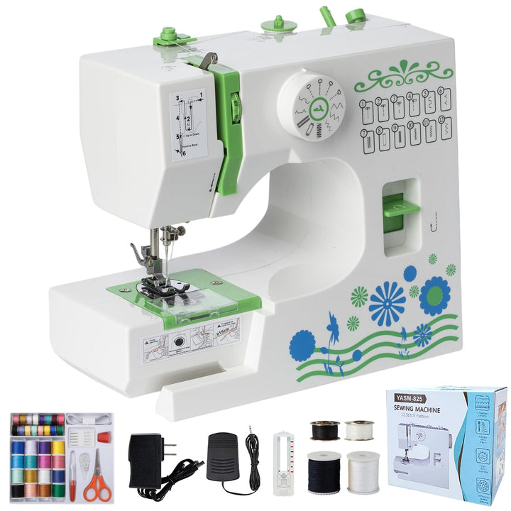 Nähmaschine für Anfänger und Kinder, 12 Stichmuster Overlock Nähmaschine, Portable Mini Sewing Machi