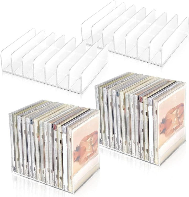 LYNNRICK 4 StüCk Durchsichtiger CD-Halter Aus Acryl mit Anheftbarem CD-/DVD-PräSentationsregal, CD-A