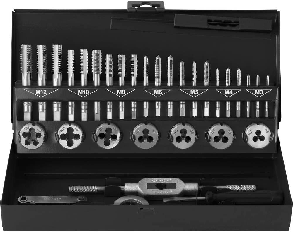 TOOLCRAFT TO-7015521 Gewindeschneidsatz 32teilig Stahl M3 x 0.50, M4 x 0.70, M5 x 0.80, M6 x 1, M8 x