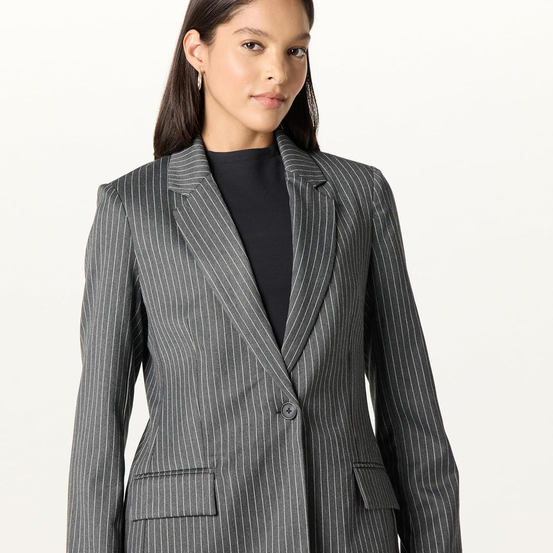 The Drop Damen Blazer (in Übergrösse erhältlich) S Anthrazitfarbene Nadelstreifen, S Anthrazitfarben