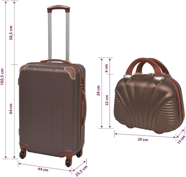 vidaXL Kofferset 4-TLG. Kaffeebraun Hartschalenkoffer Reisekoffer Set Trolley