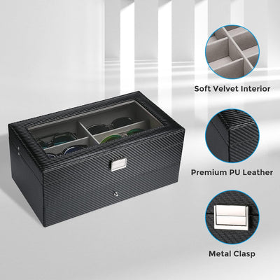 ProCase Brillenbox 18 Sonnenbrillen Displaybox Aufbewahrungsbox aus Leder Brillen Schatulle Brillenk