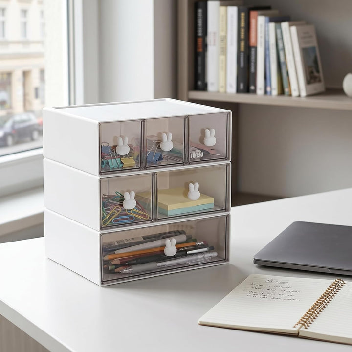 3-teilig Tee Organizer, 23x17x8cm Weiss Kunststoff mit Schubladen Schubladen Box Teebox, Teebeutel A
