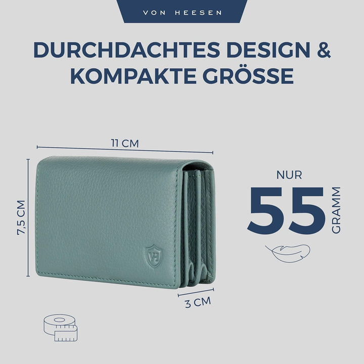 VON HEESEN® Visitenkartenetui Leder mit RFID-Schutz - Platz für 50 Visitenkarten - 6 Fächer - Visite