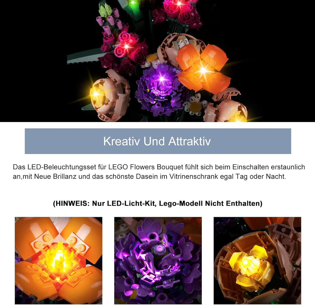 Led Licht Set für Lego 10280 Icons Blumenstrauss (Kein Lego-Modell), Led Beleuchtungs Set für Lego F