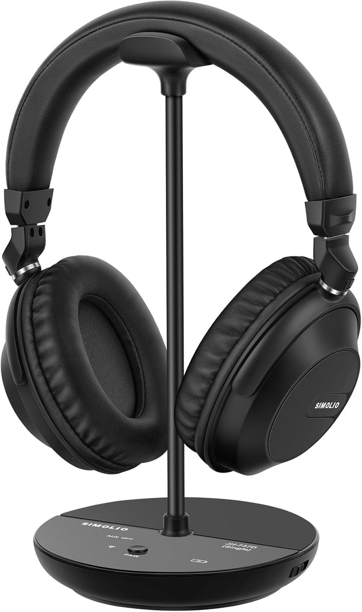 SIMOLIO 737D Plus - Kabelloser TV Kopfhörer zum Fernseher, Funkkopfhörer mit Kino & Dialogmodus, Blu
