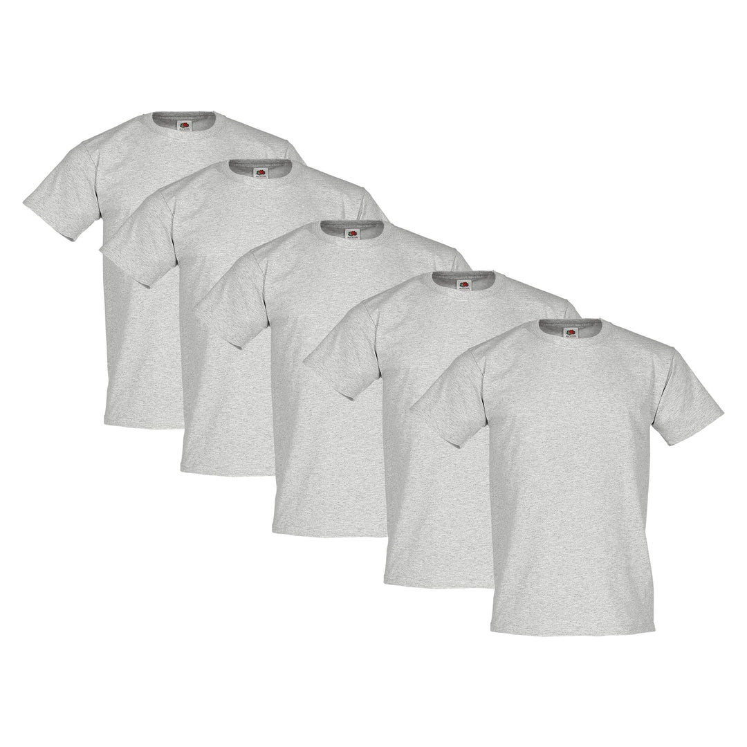 Fruit of the Loom 5er-Pack Heavy Cotton Herren T-Shirt + Web-Textilien24 Stoffbeutel - S M L XL XXL