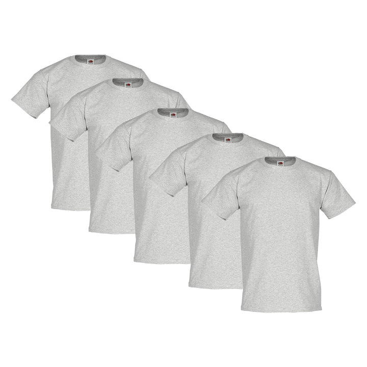 Fruit of the Loom 5er-Pack Heavy Cotton Herren T-Shirt + Web-Textilien24 Stoffbeutel - S M L XL XXL