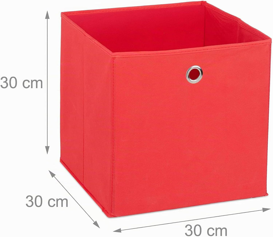 Relaxdays Aufbewahrungsbox 4er Set, Faltbare Regalboxen, HxBxT: 30 x 30 x 30 cm, Grifflöcher, Faltbo